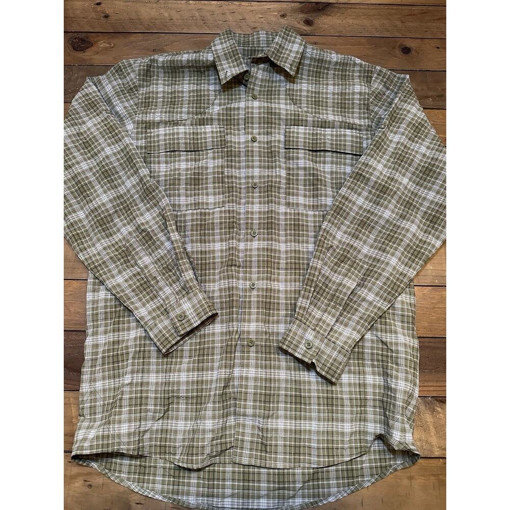 Beretta Shirt Mens Large Green Plaid Long Sleeve Button Up Vented Shooting